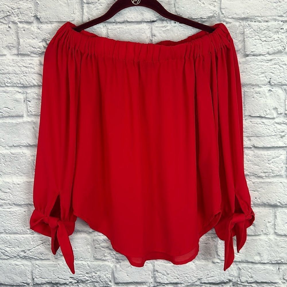 Premise Studio Off Shoulder Top Tie Sleeves Size XS